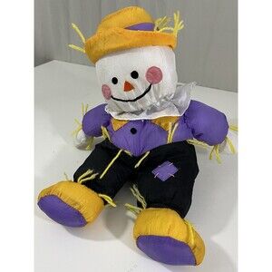 Vintage Puffy Nylon Scarecrow Stuffed Animal Fall Autumn